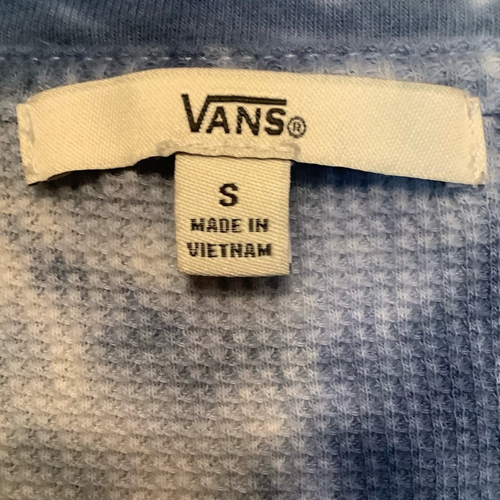Vans Women’s Small White and Blue Tie-Dye Long Sleeved Top - Picture 3 of 6